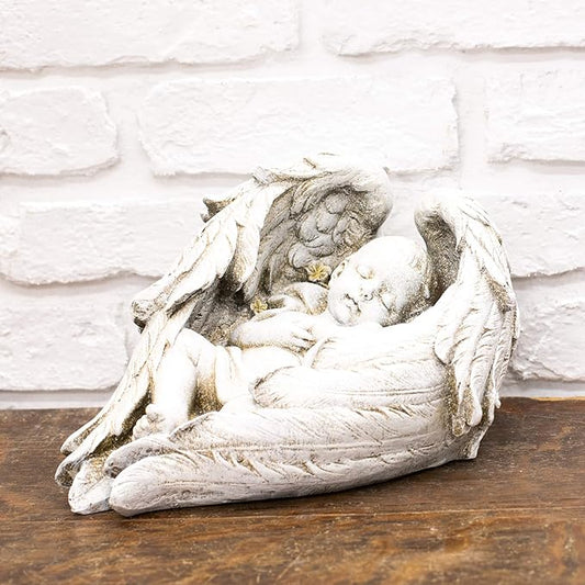 Joseph's Studio by Roman - 6" H Baby Sleeping in Angel Wings Garden Statue, Outdoor Decor, Religious Gifts, Mothers Day