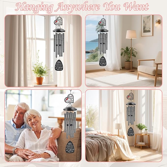 Memorial Wind Chimes for Loss of Loved One, Cardinal Sympathy Windchimes for Outside, Bereavement Gifts Wind Chime for Garden Patio Porch Decor, Sympathy Gift in Memory of a Loved One