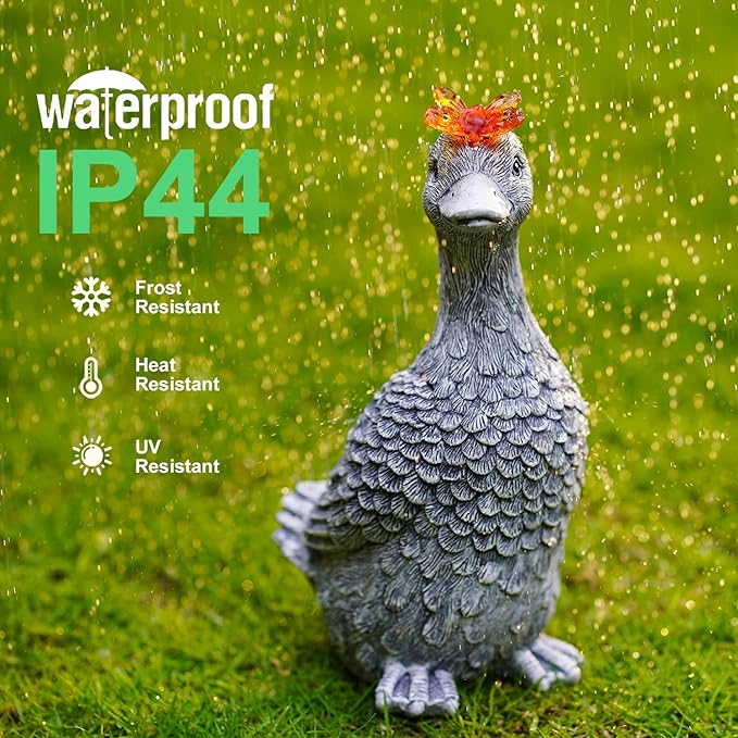 Solar Garden Statue Goose Figurine โ Outdoor Decoration with Butterfly for Garden Yard Lawn Home Decor Outside : Unique Gifts for Mom Grandma