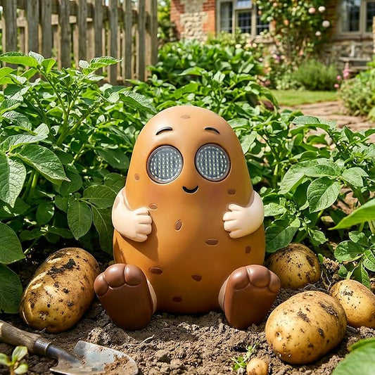Solar Garden Statue,Cute Outdoor Statue with LED Light, Outdoor Decor for Patio,Balcony,Yard,Lawn Ornament,Birthday Gifts for Mom Grandma (Patato)