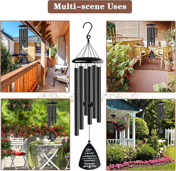 Soopau Memorial Wind Chimes, 32'' Sympathy Wind Chimes for Loss of Loved One, Sympathy Gift, Memorial/Bereavement/Condolences Gift Baskets for Loss, Windchimes in Memory of a Loved One (Metal)