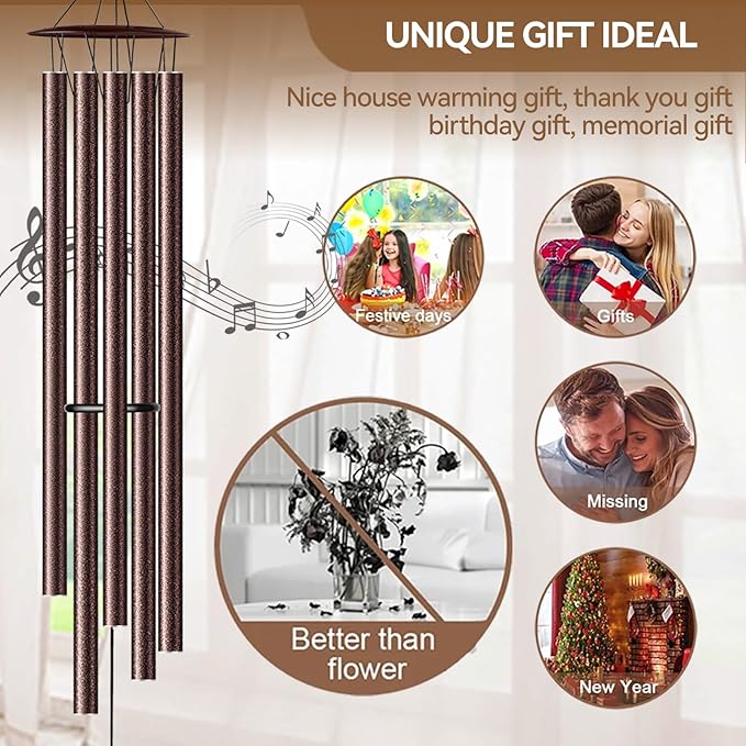 68” Large Wind Chimes for Outside Deep Tone, Bronze WindChimes for Women Mom Grandma, Memorial Sympathy Wind Chime for Loss of Loved One