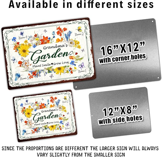 Personalized Metal Signs with Name Made in USA Custom Vintage Garden Sign Waterproof Vintage Decorative Metal Print for Wall Decor Customized Home Garden Ideas Gifts Artwork Prints for Yard Ourdoor
