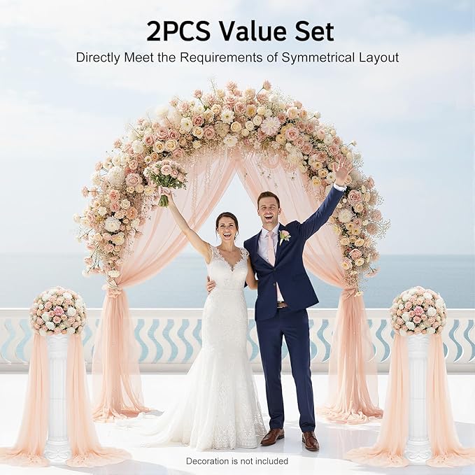2pcs Wedding Roman Column, White Roman Pillar Wedding Party Columns and Pillars Artistic Columns Statue Columns and Pedestal Stand Holder for Gardens, Patios, Weddings, Parties