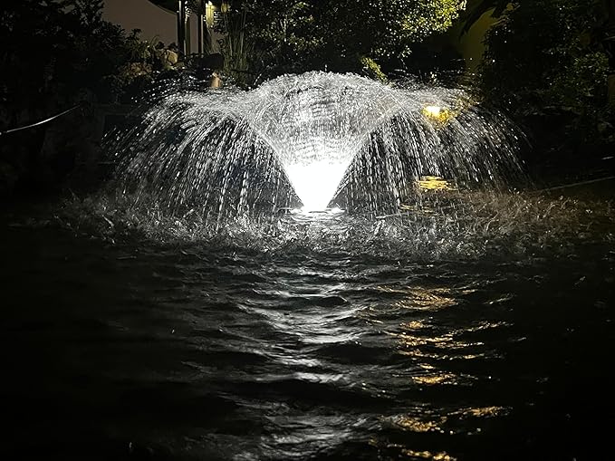 Pond Fountain Aerator,10000 GPH, 8 White LED Lights, Constant and Gradient Dual Modes,time Controller.35’ Power Cord, Classic Crown Spray Pattern 4’x10’for Pond, Lake, Swimming Pool& Water Garden