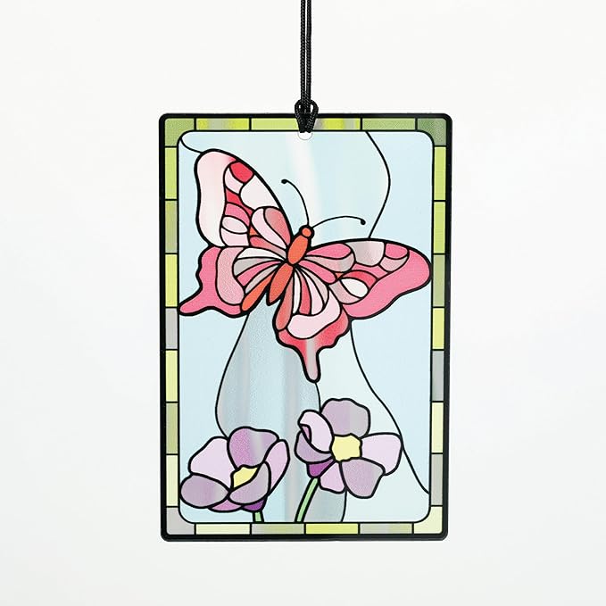 Woodstock Wind Chimes 26" Cardinal Garden Chime, Stained-Glass Acrylic Wind Catcher Chimes Silver Aluminum Tubes, Windchime for Outside Garden Decor, Outdoor Patio and Front Porch