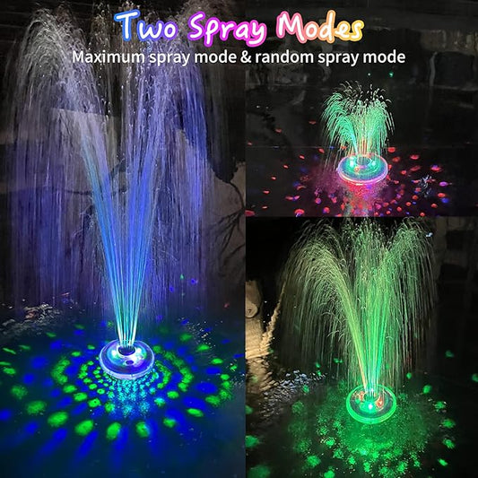 LanPool Floating Water Fountain with Underwater Lights, Powered Pump Outdoor, 2 Modes Sprinkler Waterfall Fountain for Inground Above Ground Pool, Pond-Blue-1PC