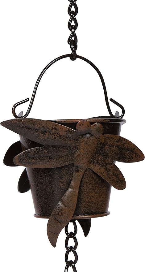 Trademark Innovations 3' Adjustable Dragonfly Rain Chain with 5 Cups (Set of 3)