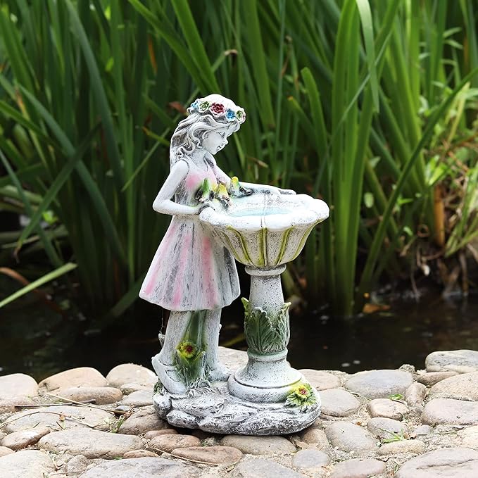 Voveexy Fairy Garden Statue, Solar Garden Angel Figurine Outdoor Decoration Waterproof Resin Angel Sculpture for Patio Yard Lawn Porch Art Decoration Ornament Housewarming Christmas Birthday Gift