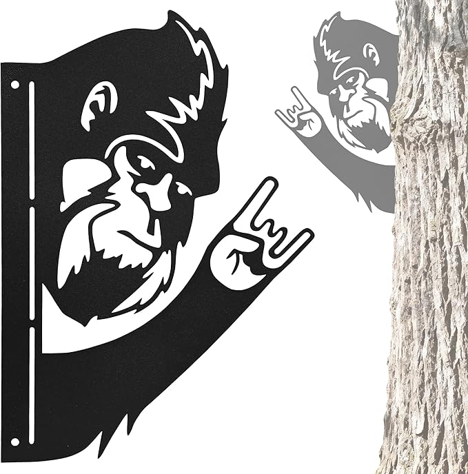 Bigfoot Yard Decor, 11.8 * 7.5” Big Foot Sasquatch Gifts, Bigfoot Metal Victory Sign Gift, Sasquatch Metal Wall Art, Humorous decor for garden, Multiple Styles and Sizes, Easy Aseembly