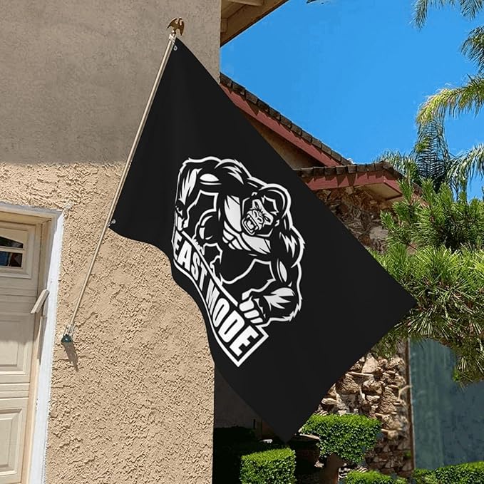 Gorilla Flag Outdoor Heavy Duty Gym Banner Double Sided 3x5 Ft Fitness Workout Flags with Brass Grommets for Room Decor, Bedroom, Garden, House Decoration