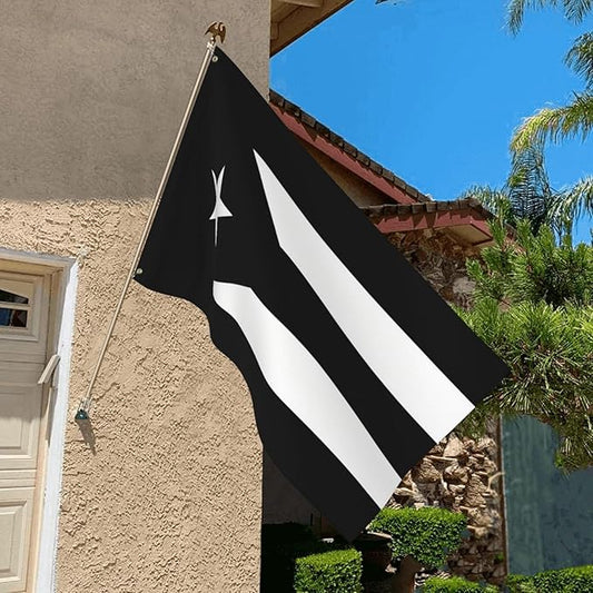 Black Puerto Rico Flag 3x5 Foot Puerto Rican National Flags with 2 Grommets for Indoor Outdoor Yard House Garden Décor