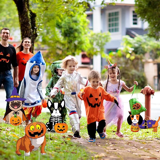6 PCS Halloween Dog Decorations Cute Halloween Yard Sign with Stakes Dog Yard Decorations Halloween Yard Decorations Outdoor Signs
