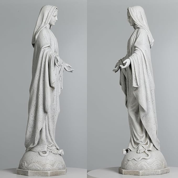 BC Catholic Our Lady of Grace Virgin Mary Statue, 24" H Holy Mother Statue for Garden, Mother Mary Décor for Outdoor Yard Patio Lawn Hallway, Religious Gift, Handpainted by Buildclassic