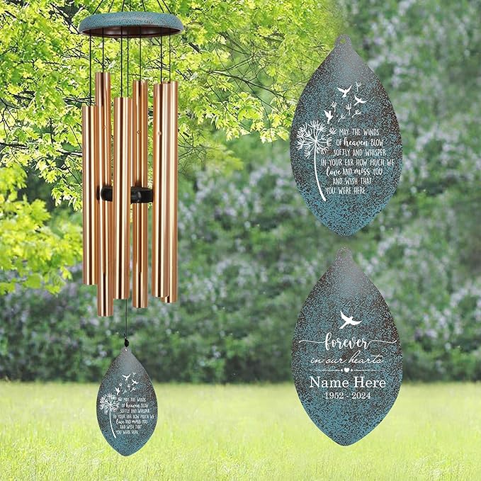 Memorial Wind Chimes for Loss of Loved One, Produced in USA Personalized Deep Tone Wind Chimes Memorial Gifts in Memory of a Loved One, Best Bereavement Gift Idea for Sympathy