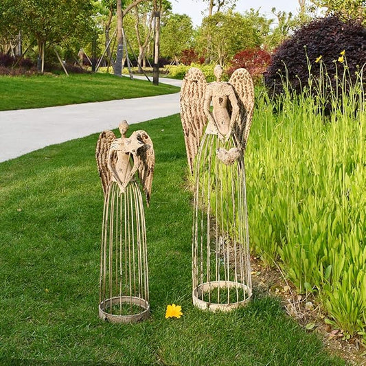 K KILIPES Metal Angel Garden Statue, Antique Angel Sculpture Indoor Outdoor Decorations for Home, Yard, Patio, Porch Valentine's's Day Sympathy Memorial Gifts