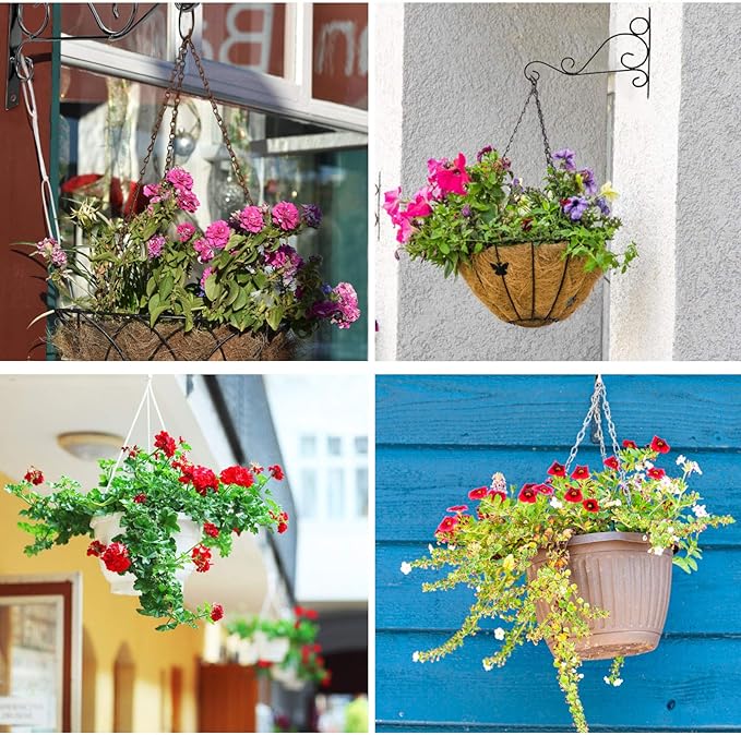 KEILEOHO 6 PCS 10 Inches Hanging Plant Bracket, Wall Mount Metal Plant Hanger with Screws, Iron Plant Brackets for Hanging Baskets Plants Flower Wind Chimes Bird Feeders Indoor Outdoor Home Decor