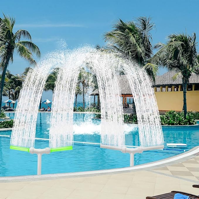 2-Pack Pool Fountain - Dual Spray Water Fountains for Above and In-Ground Pools, Adjustable Fluorescent Dual Spray Waterfall Sprinkler Cooler for Pool, High-Pressure Pool Spray Fountain.