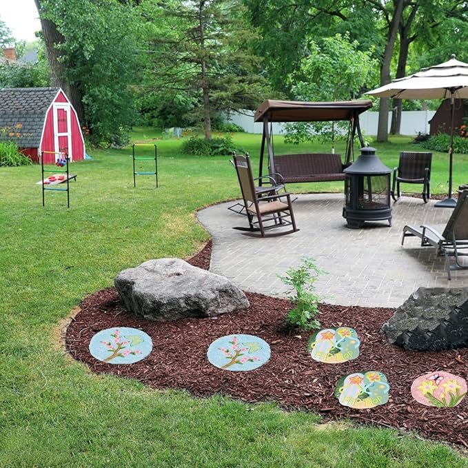 Stepping Stone Decorative Step Stones That Stake Into The Ground, Landscaping Stepping Stone/Walkway Tiles, Yard Decor Pathway Pavers Stones Ornaments(Pink)
