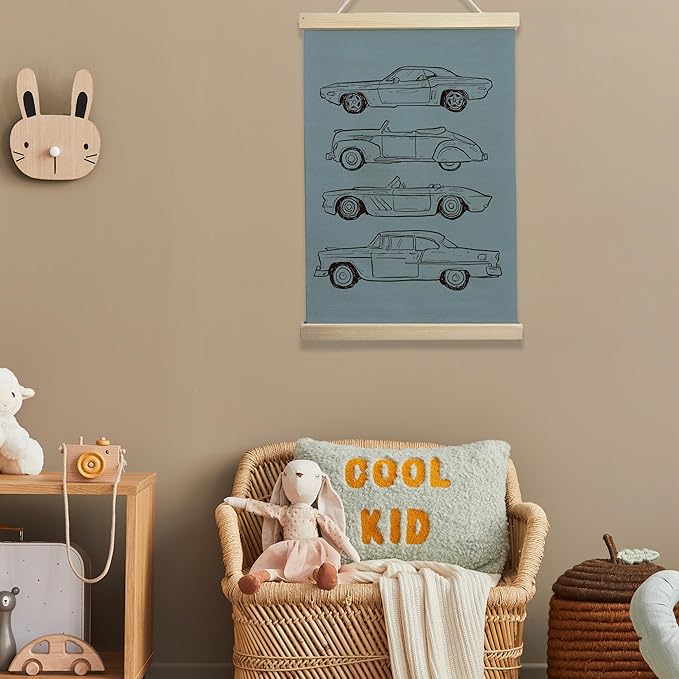 NQDWX Vintage Car Wood Poster Hanger - Baby Boy Nursery Decor & Toddler Boy Room Wall Art, 12x17 Inch Rustic Wooden Hanging Sign, Unique Gift for Car-Loving. (127)