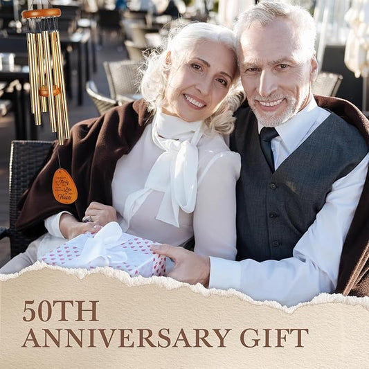 Leebbsin 50th Wedding Anniversary Wind Chime, Happy 50th Anniversary Romantic Gifts for Couple, Parents, Wife, Husband, Friends, Golden Anniversarys Keepsake Gifts Ideas