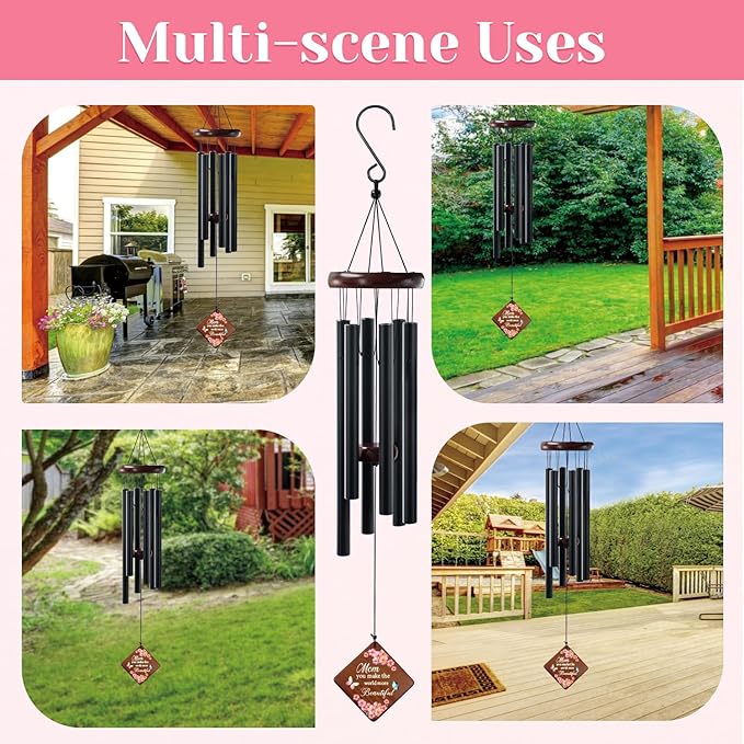 Wind Chimes for Mom, 36" Memorial Wind Chimes for Loss of Mother, Bereavement Sympathy Gifts in Memory of Women, Outdoor Gifts Garden/Patio Decor for