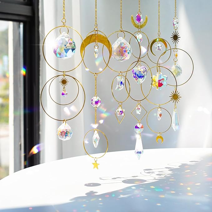 H&D HYALINE & DORA 6PCS Crystal Suncatcher Hanging Sun Catcher with Crystals Chain Pendant Ornament Crystal Balls for Window Home Garden Decor