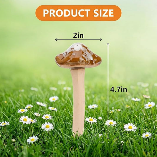 Peohud 12 Pack Ceramic Garden Mushrooms, Lawn Ornament Decor Mushrooms for Fairy Garden, Yard, Indoor, Outdoor, 4.7 Inch
