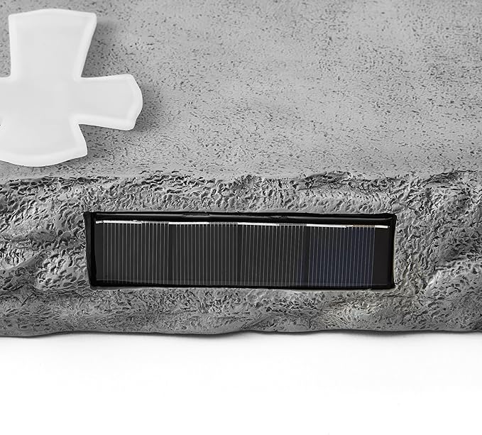 Let's Make Memories Personalized Memorial Garden Stone - Engraved Sympathy Garden Marker - Condolences - Solar Cross - Comfort and Light