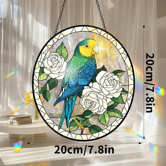 VAIIEYO Bird Acrylic Sun Catcher Window Hanging Decoration, 7.8 Inch Double-Sided Light Reflecting Ornament for Window, Garden, Porch or Balcony Decor, Housewarming, Gift for Natural Lovers