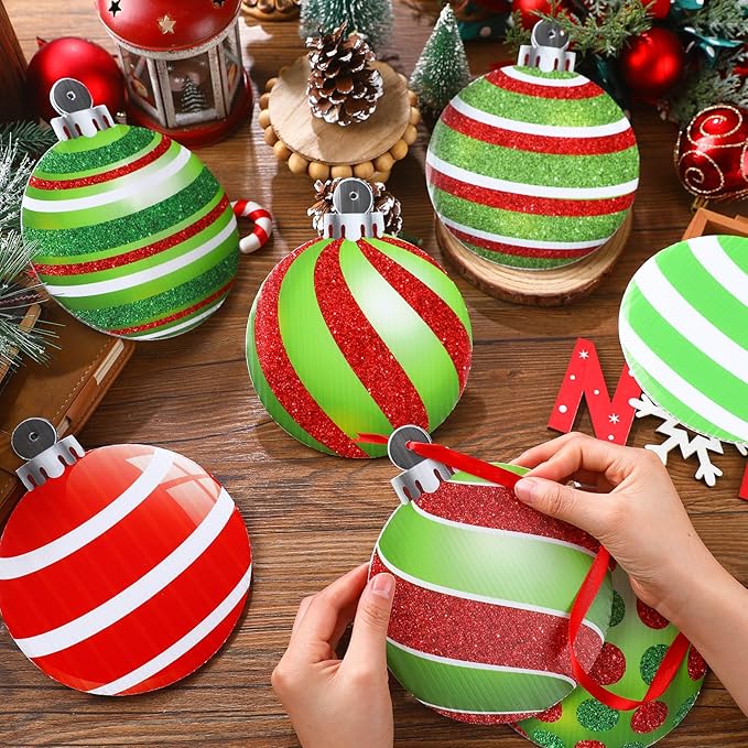 Huwena 24 Pcs Christmas Outdoor Decorations Hanging Ornaments Christmas Yard Signs Double Sided Lawn Decorations for Xmas Party Porch Lawn Decor (Novel Style)