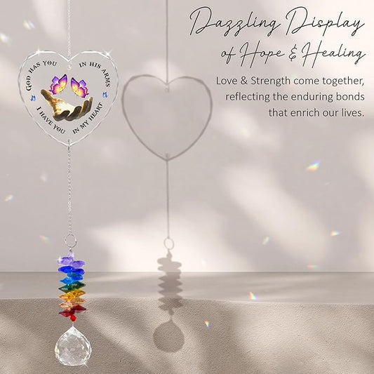 Glass Ornament Suncatcher - I Have You in My Heart - Sympathy Gift for Loss of Loved One - Grief Heaven Keepsake - Mother's Day for Mom Dad Sisters Brothers Grandparents