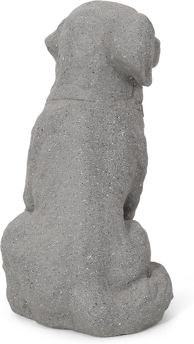 Merax Puppy Garden Statue - Outdoor Cast Stone Decor, Stone Gray Finish, Weather-Resistant Patio or Yard Art, No Assembly Required