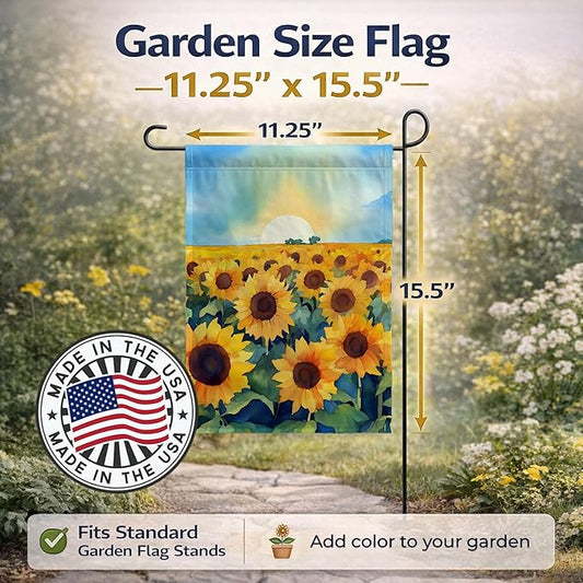 Caroline's Treasures Kansas Sunflowers in Watercolor Garden Flag Mailbox Flag Decorative Yard Flag Banner Outside Patio Artwork Yard Flower Beds, Garden Size, Multicolor