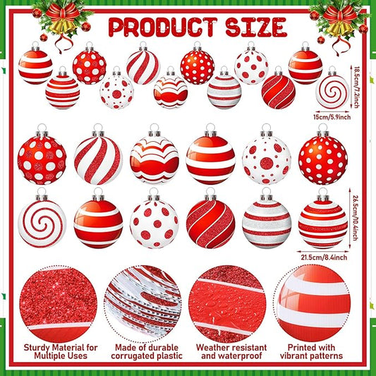 Huwena 24 Pcs Christmas Outdoor Decorations Hanging Ornaments Christmas Yard Signs Double Sided Lawn Decorations for Xmas Party Porch Lawn Decor (Fresh Style)