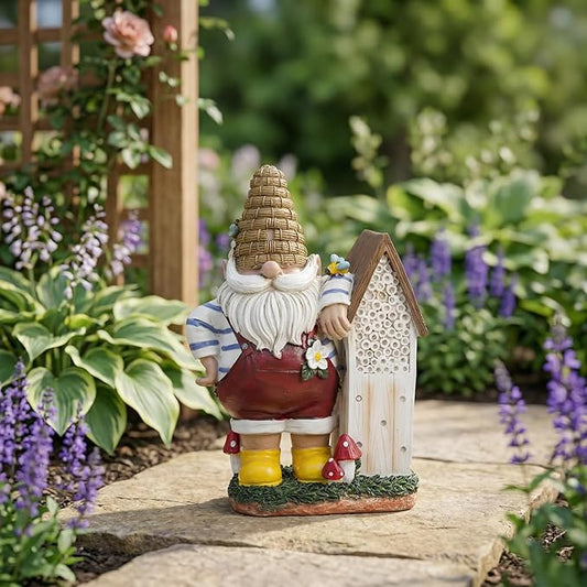 Topadorn 11" Resin Gnome Statue - Outdoor Decorative Garden Gnome Sculpture for Home, Yard, and Patio Decor