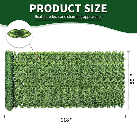 Artificial Ivy Privacy Fence Screen,59" X 118" UV-Anti Fake Leaves Plant Vine,Privacy Hedges Wall for Indoor Outdoor Garden Backyard Decor,Color Watermelon Leaves