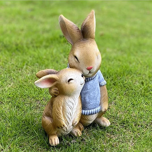 Garden Statues for Outside Yellow Rabbit Outdoor Statue - Resin Garden Sculpture for Outside Decor, 16x14x24 cm, 1kg - Charming Garden Statues for Outdoor Spaces Gardening Gifts
