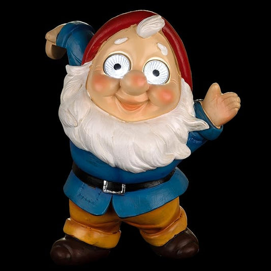 Blazin' Garden Gnome Decoration | Outdoor Solar Yard Decor - Terrace Elf Ornaments | Solar Decorative Lights for Patio, Balcony, Deck | Weather Resistant | Patio Gift | Auto On/Off - (Blue)