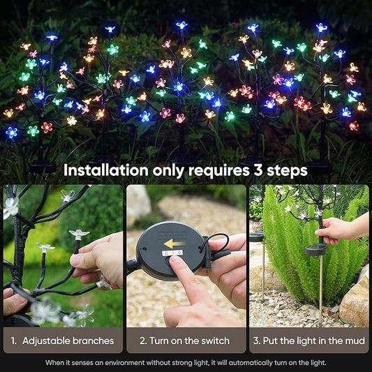 Solar Garden Lights Outdoor Waterproof,Garden Decor Solar Flowers For Outside Decorative,6Pack 2Modes Solar Powered Fairy Outdoor Decorations for Yard Patio Pathway, Gardening Gifts Mothers Day