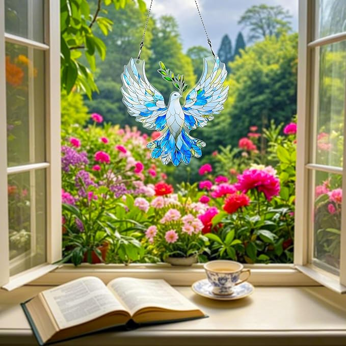 Dove Peace Ornaments Colorful Window Hanging Decorations Home Wall Decor for Indoor Outdoor