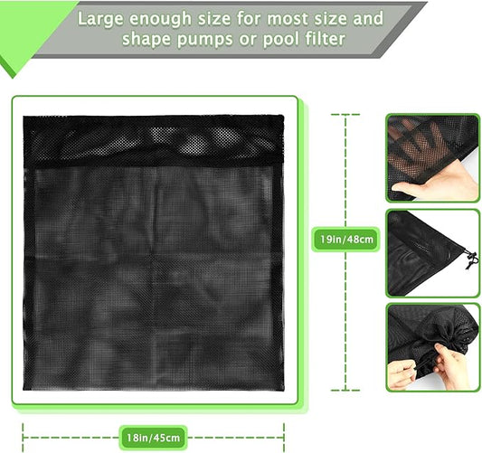 24" x 26" Upgrade Large Pump Barrier Bag, Pond Pump Filter Bags, Black Media Bag for Pond Filter (Black, 18" x 19")
