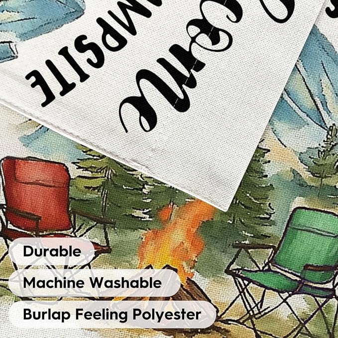 AVOIN colorlife Welcome To Our Campsite Camping Garden Flag 12x18 Inch Double Sided, RV Campfire Camper Yard Outdoor Decoration