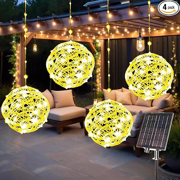 Solar Christmas Ball Lights - 160LED Outdoor Tree Globe String Lights, 8 Modes Waterproof Sphere Lantern Lights, Christmas Decor for Tree Garden Porch (Warm White, 4pack)