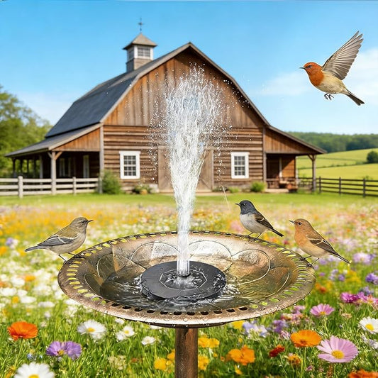 Solar Bird Bath Fountain, Free Standing Floating Solar Powered Water Fountain Pump for Bird Bath, Garden, Pond, Pool, Outdoor