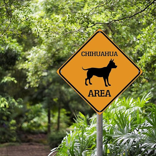 Chihuahua Crossing Xing Sign Beware of Chihuahua Dog Metal Sign Chihuahua Funny Warning Sign Crossing Zone Sign for Farm Yard Front Door Indoor Outdoor Street Sign 12x12in