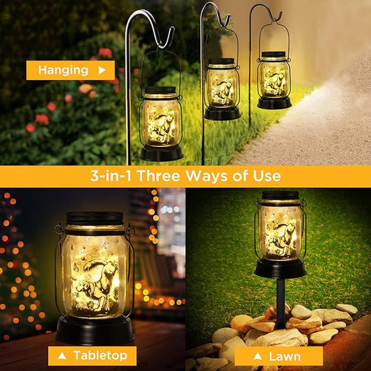 Great Pyrenees Gifts for Women/Men Great Pyrenees Dog Solar Lanterns Mom Birthday Dog Lovers Lantern Pet loss Pet Memorial Lights Solar Garden Decoration for Yard, Patio,Backyard,Porch Torches Light