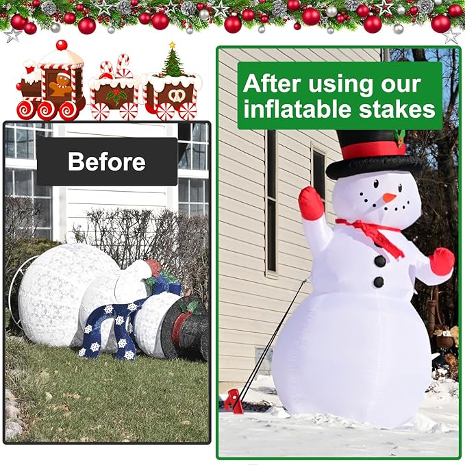Plastic Inflatable Stakes Set for Halloween Christmas Holiday Inflatables Garden Decorations, Include 12PCS Inflatable Tent Stakes, 12Pcs of Hooks, and 65.5 FT Rope