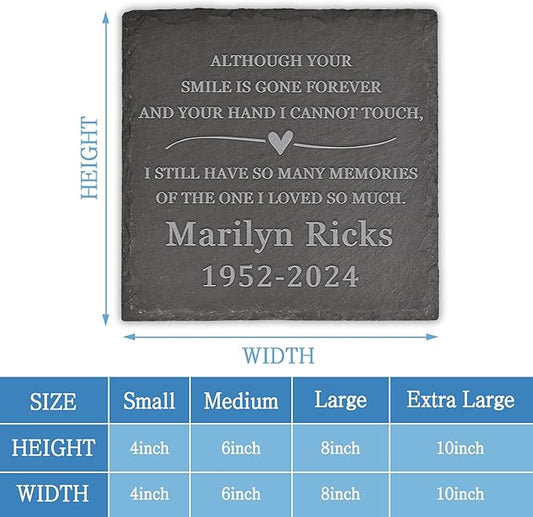 Memorial Garden Stone, Memorial Stone, Personalized Memorial Gifts, Sympathy Gifts for Loss of Loved One, Bereavement Gifts for Loss of Father Mother - Still Have so Many Memories - Square