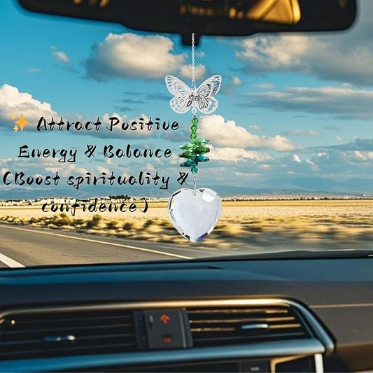 Crystal Sun Catcher for Car, Car Charms for Rear View Mirror, Butterfly Hanging Ornamentcar Sparkling Crystal Prism Decor, Cars Accessories for Women
